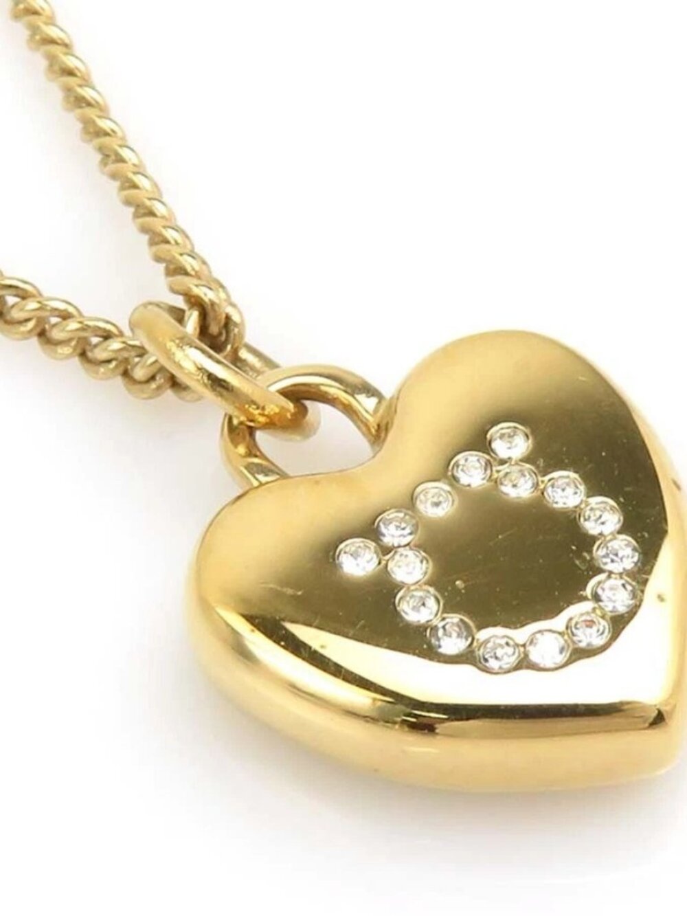 Salvatore Ferragamo Gancini Necklace Gold Metal/Rhinestones
